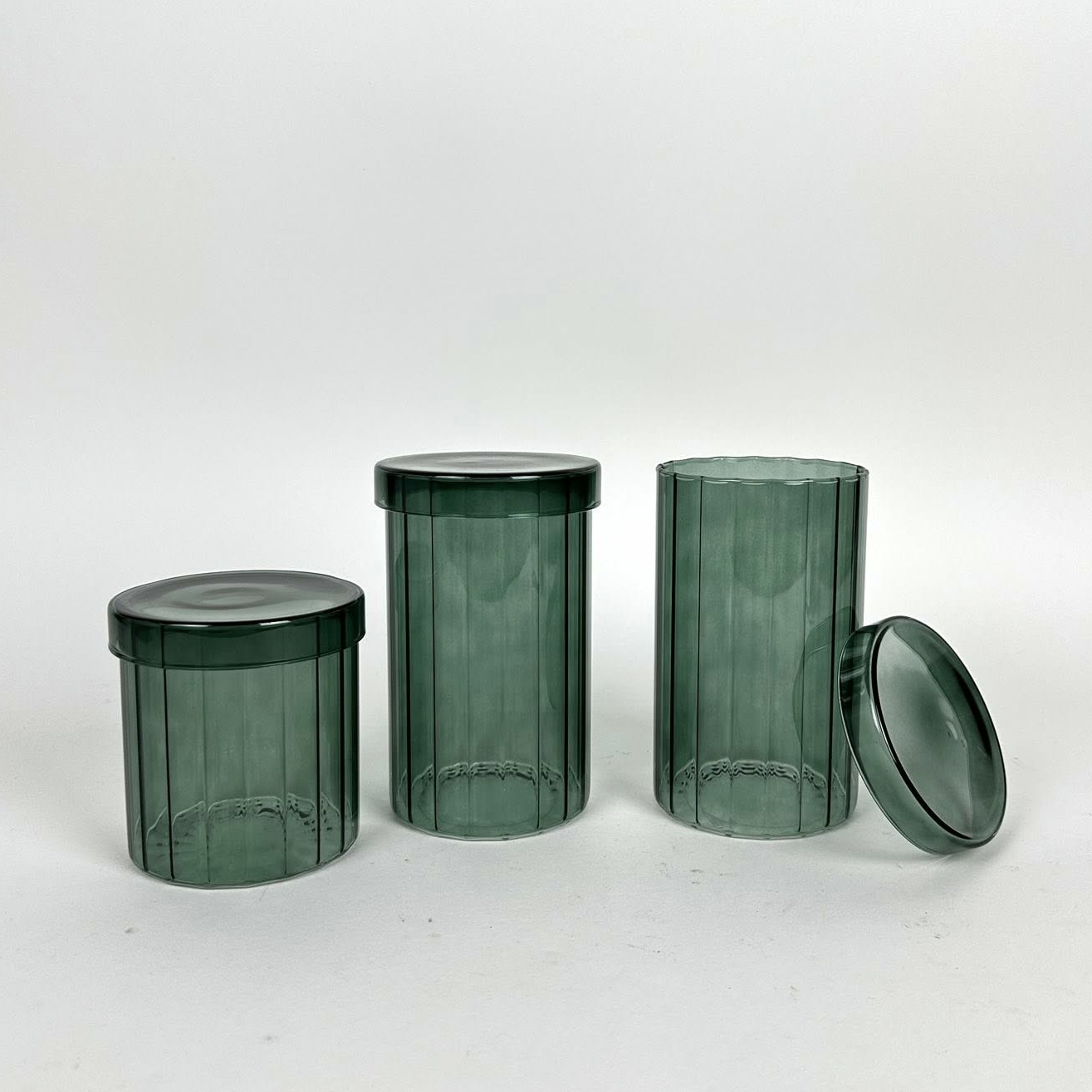 Банка для зберігання зелена рельєфне скло GS-086