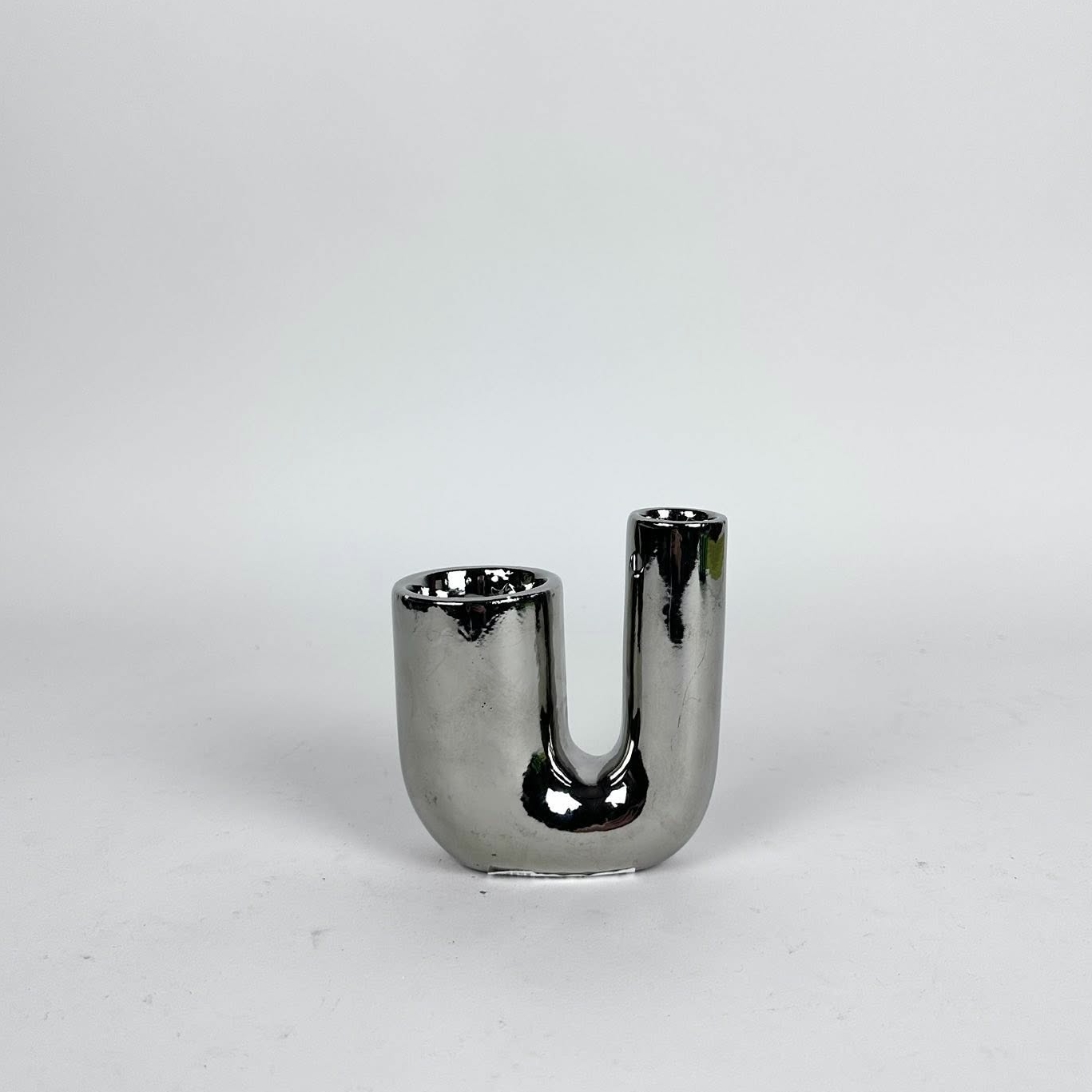 Підсвічник на 2 свічки сріблястий кераміка CA-208