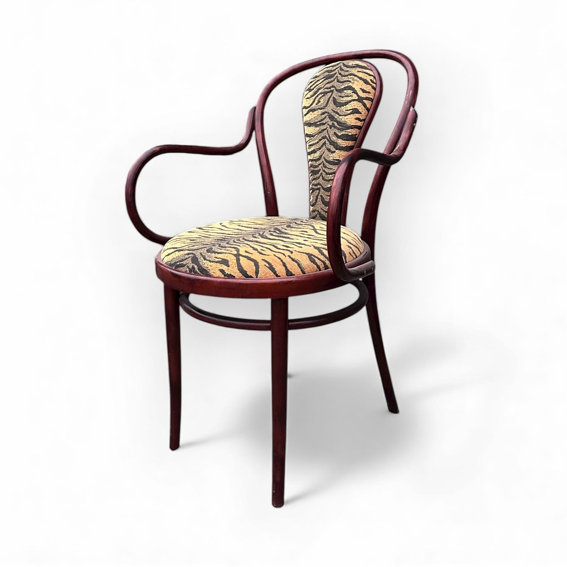 Віденський стілець з підлокітниками тигрова обивка вінтаж ST-178