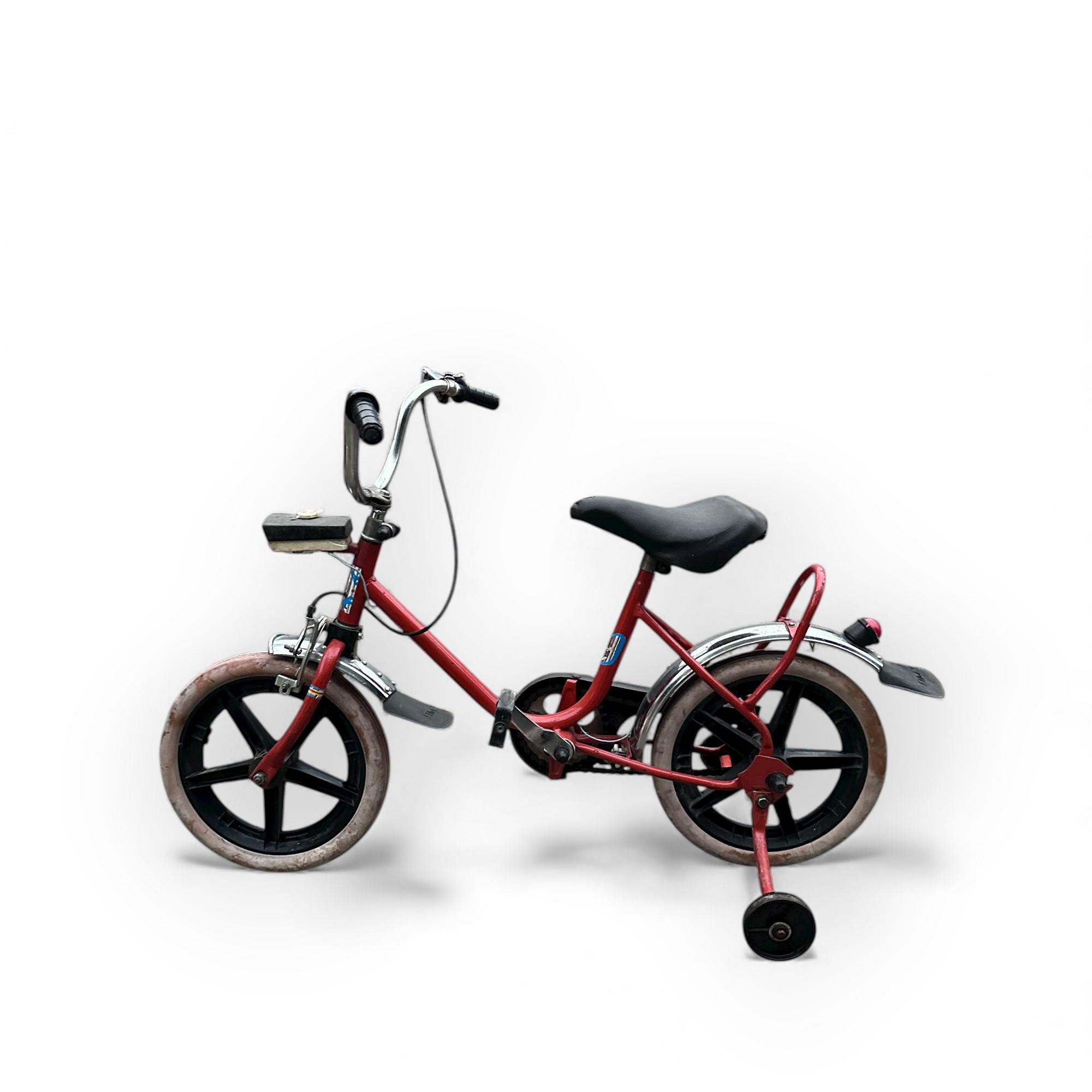 Велосипед дитячий червоний 2-колісний з додатковими колесами