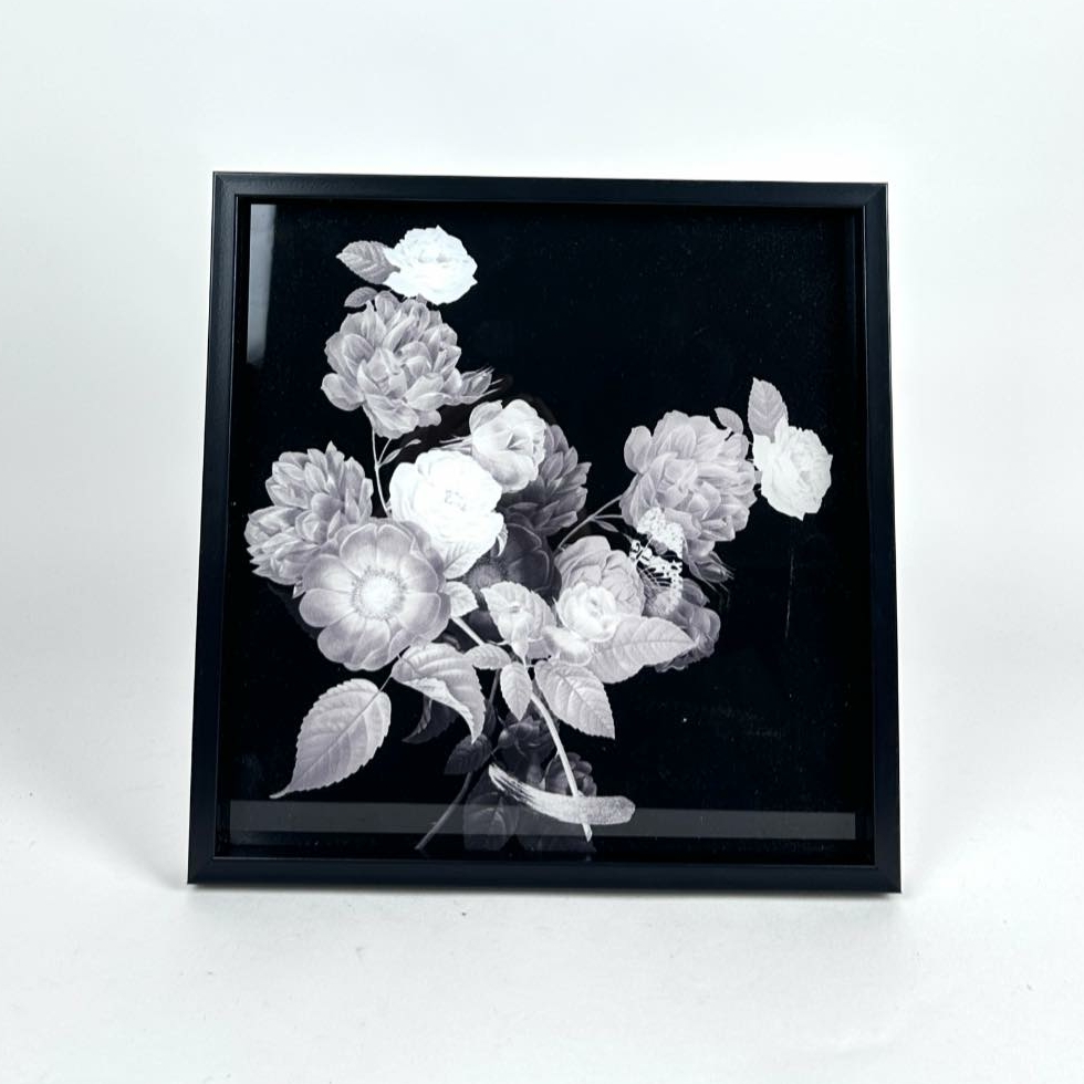 Піднос (таця) квадратна ч/б Квіти в чорній рамці TR-181