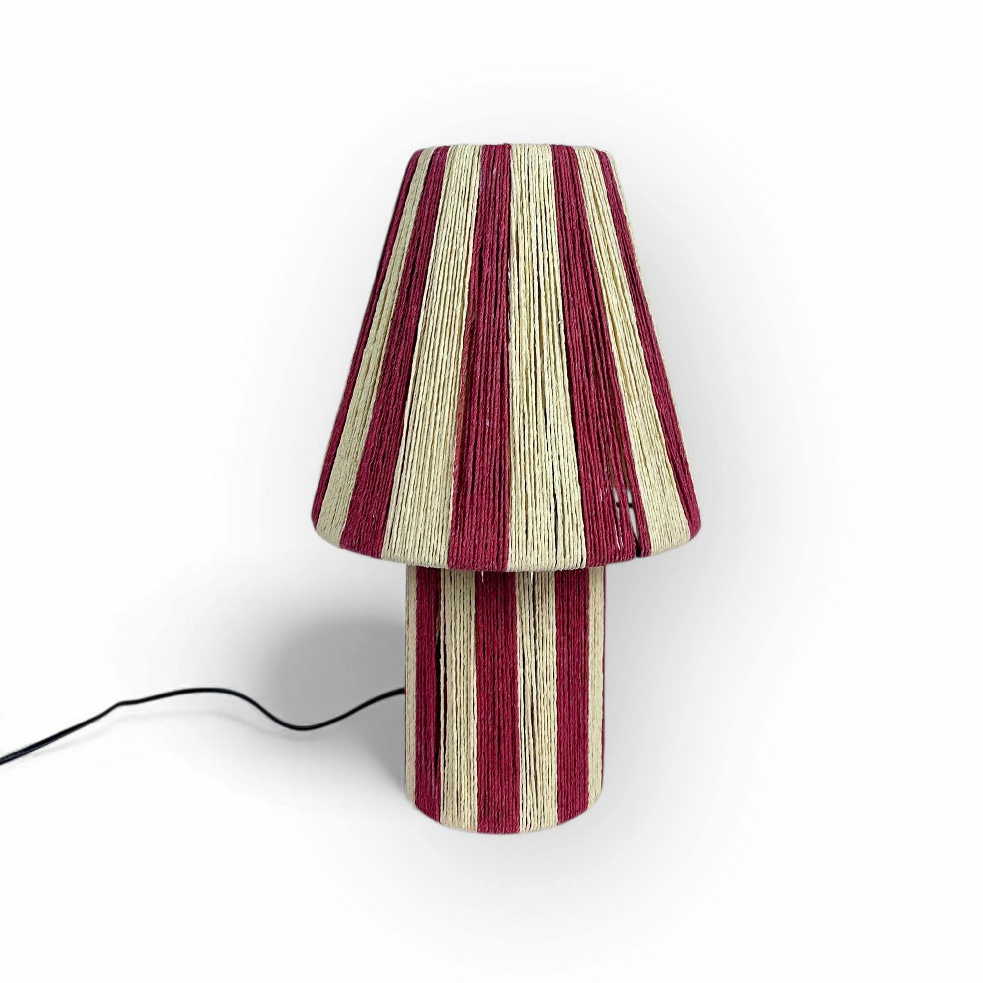 Лампа настільна смужки бордо/беж джут LT-349