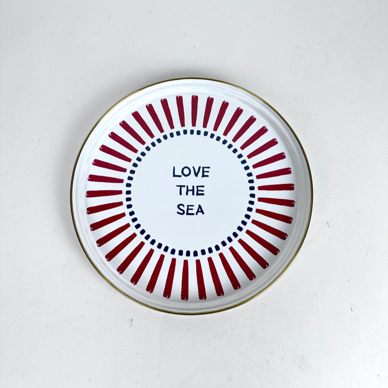 Піднос (таця) круглий білий Love the sea метал TR-180