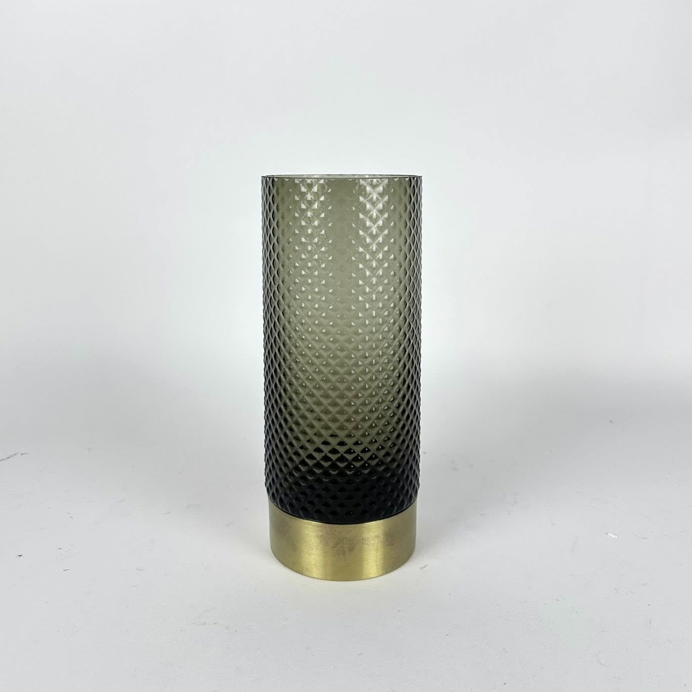 Ваза-циліндр рельєфний т-зелене скло VA-634