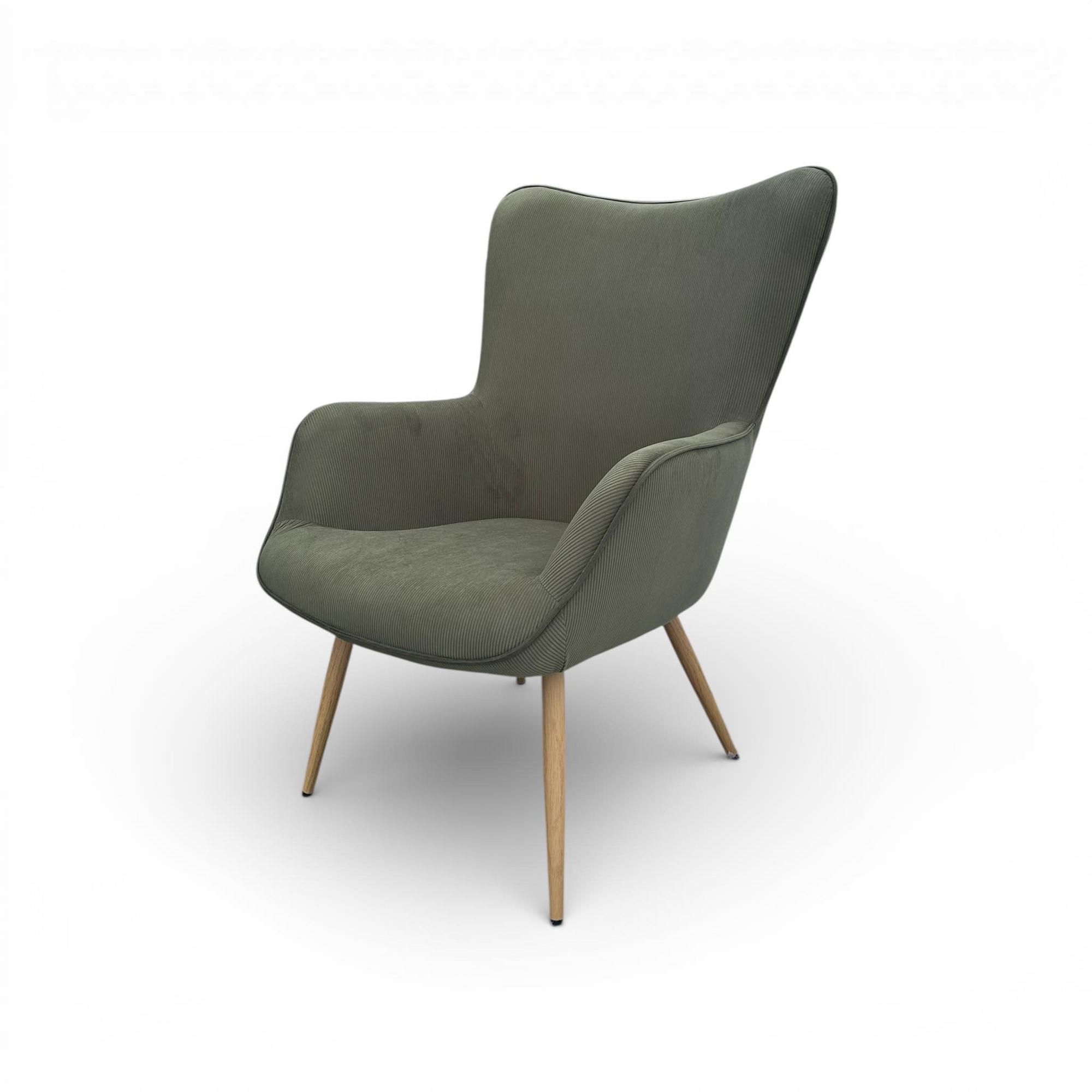 Крісло вельвет кольору моху на ніжках св-дерево CH-191