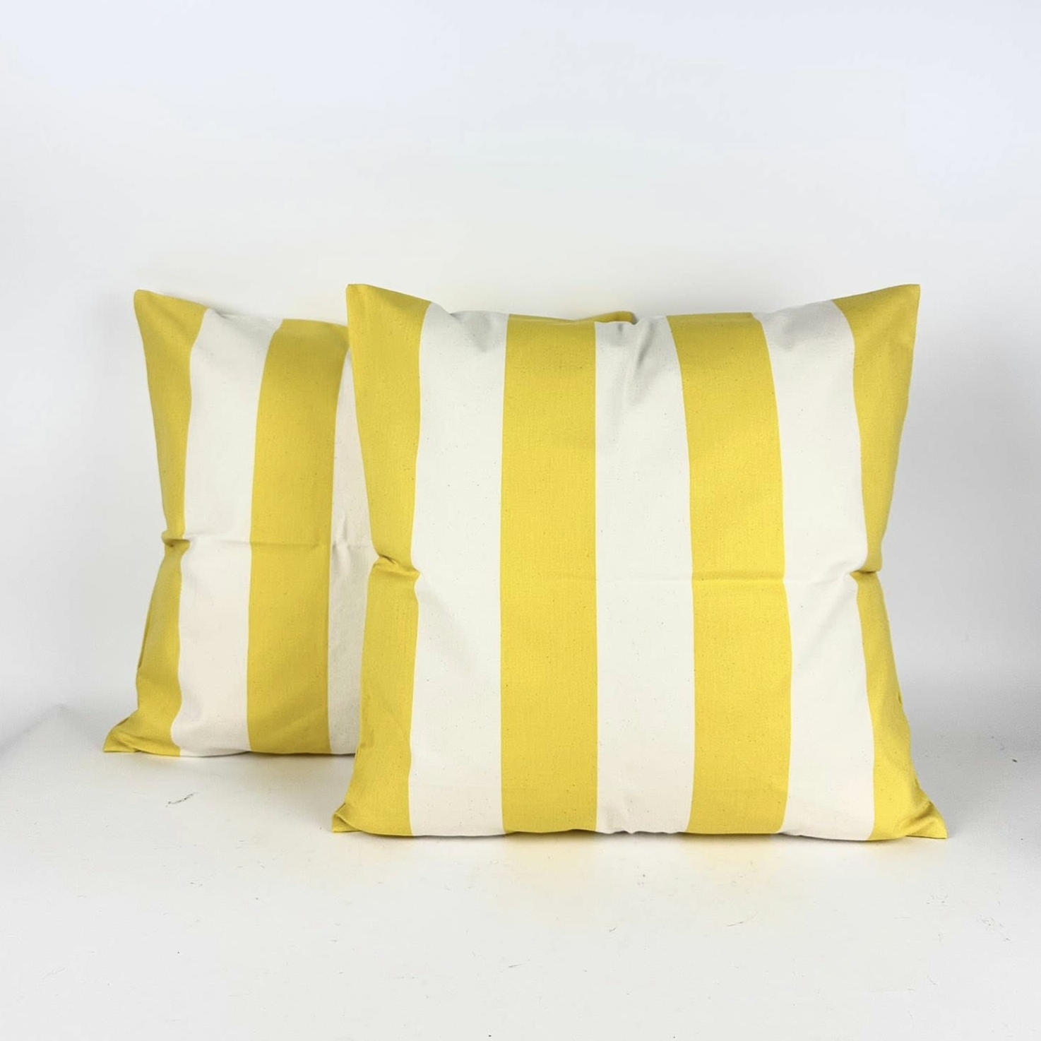 Подушка декоративна широка смужка жовто-біла PW-513