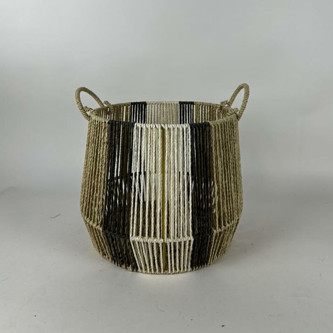 Кошик з 2 ручками плетений шпагат смуги BA-186