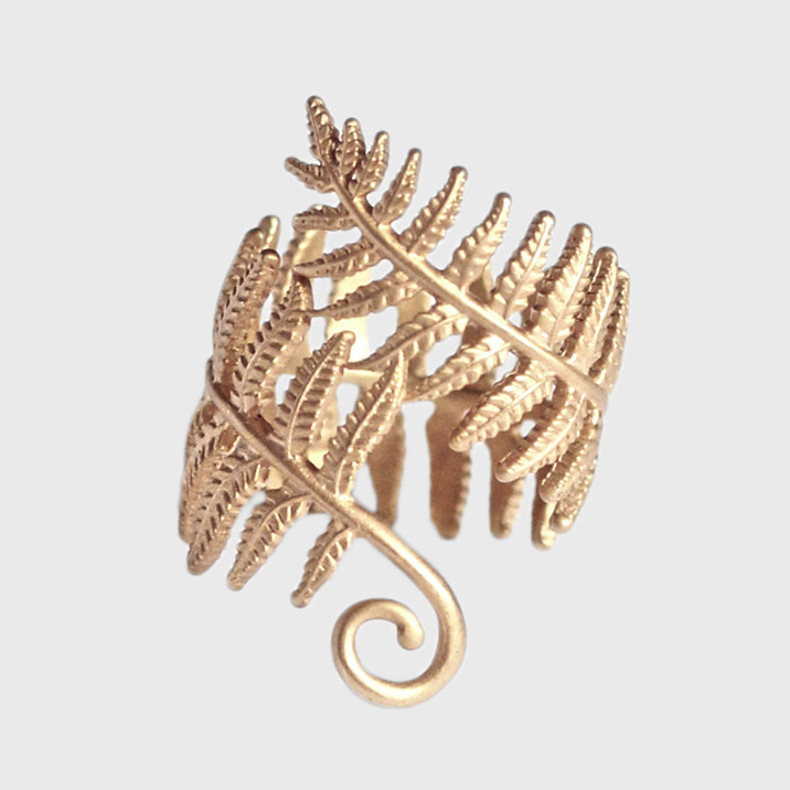 Кольцо Настоящий папоротник - позолота | Real Fern Ring-Gold plated