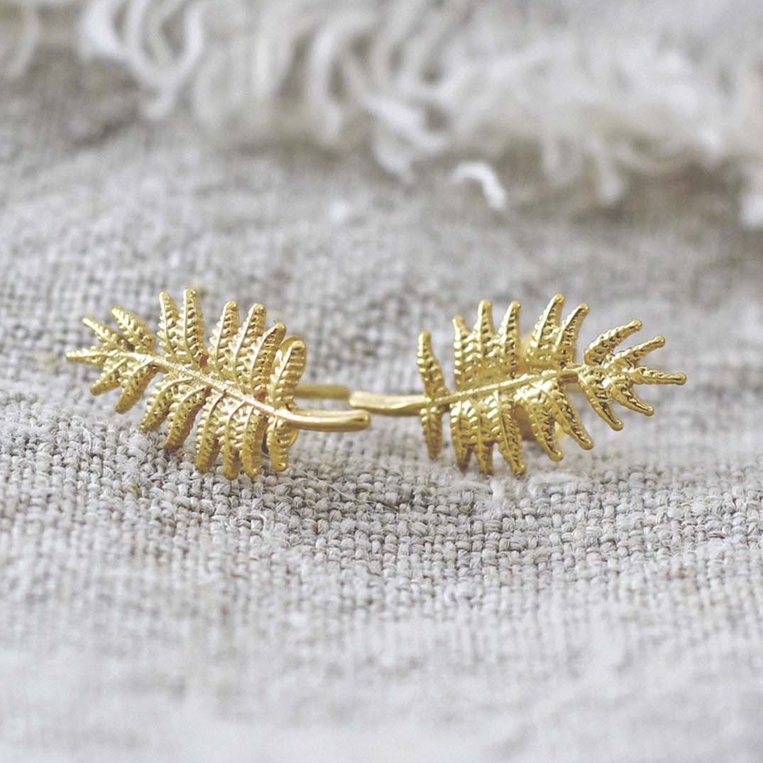 Серьги Папоротник - желтая позолота | Fern earrings - Gold plated