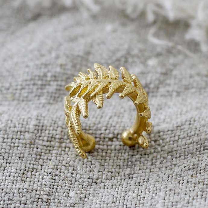 Кафф Папоротник - желтая позолота | Fern cuff - Gold plated