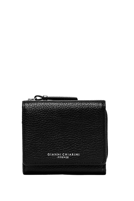 GIANNI CHIARINI Кошелек Grain mini квадратной формы из текстурированной кожи в черном цвете