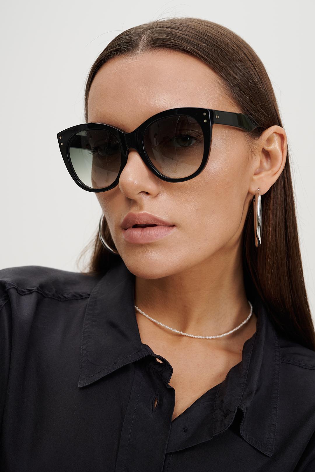 ANTICA OCCHIALERIA Солнцезащитные очки TIFFANY в оправе черного цвета с линзами насыщенно-зеленого оттенка
