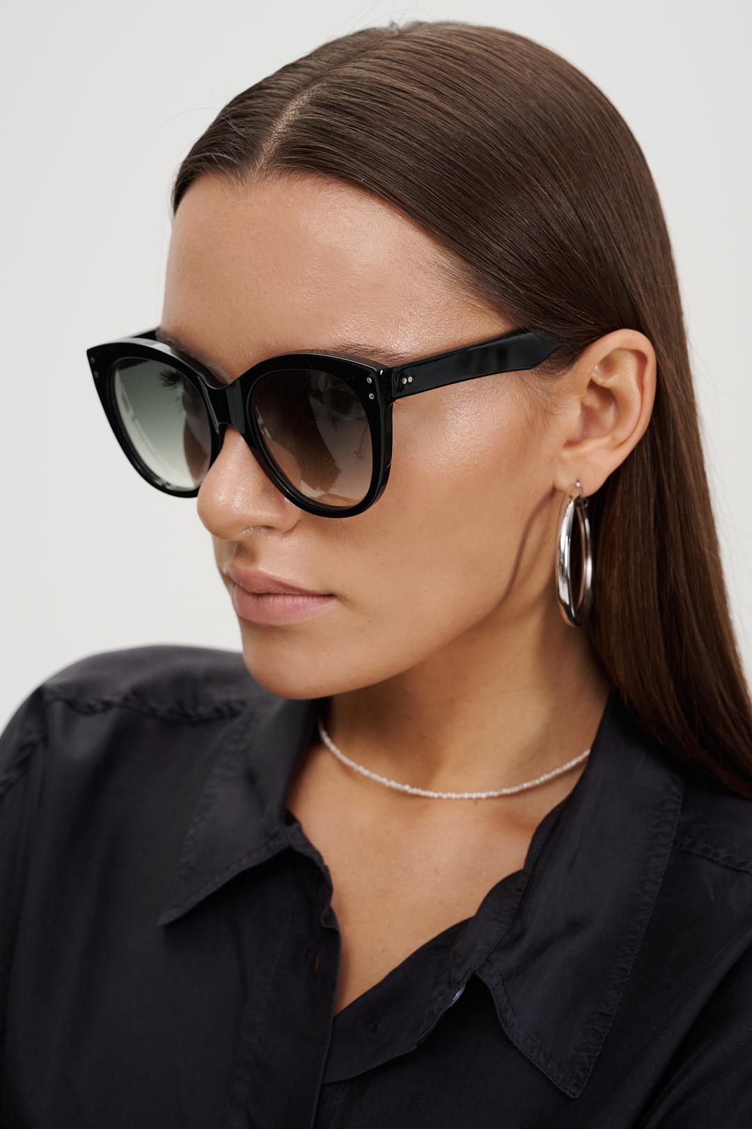 ANTICA OCCHIALERIA Солнцезащитные очки TIFFANY в оправе черного цвета с линзами насыщенно-зеленого оттенка