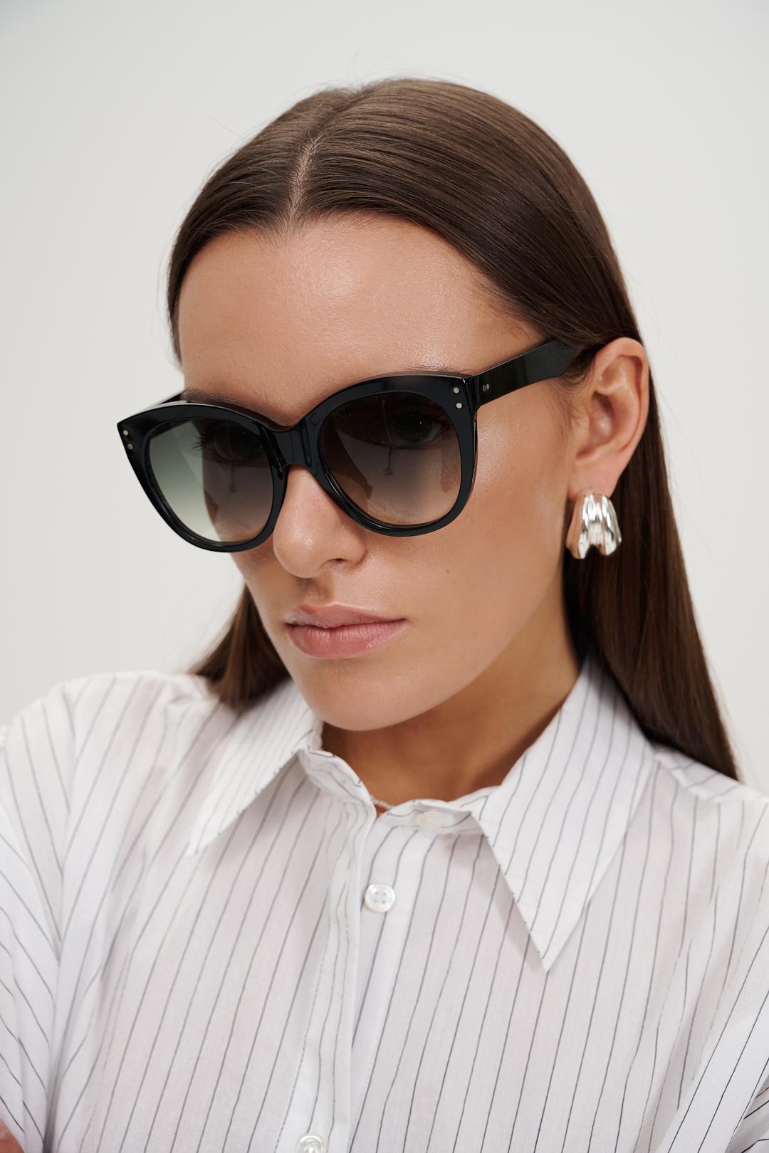 ANTICA OCCHIALERIA Солнцезащитные очки TIFFANY в оправе черного цвета с линзами насыщенно-зеленого оттенка