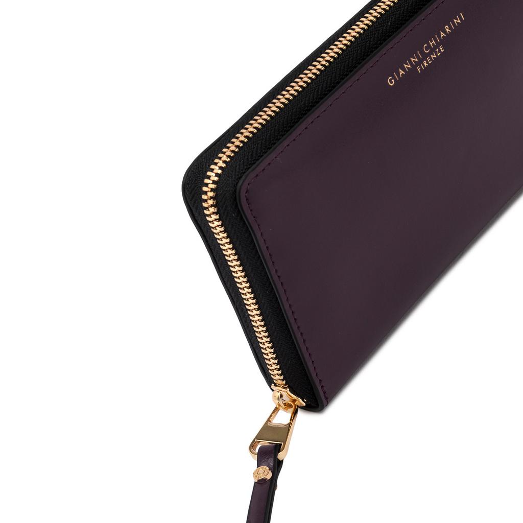 GIANNI CHIARINI Кошелек прямоугольной формы из гладкой матовой кожи оттенка сливы