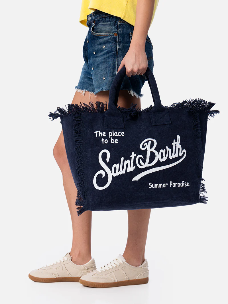 MC2 Saint Barth Сумка VANITY из хлопка канвас в темно-синем цвете