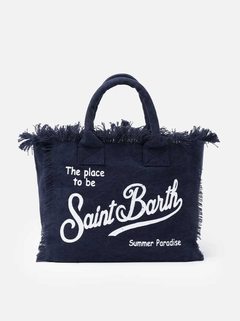 MC2 Saint Barth Сумка VANITY из хлопка канвас в темно-синем цвете