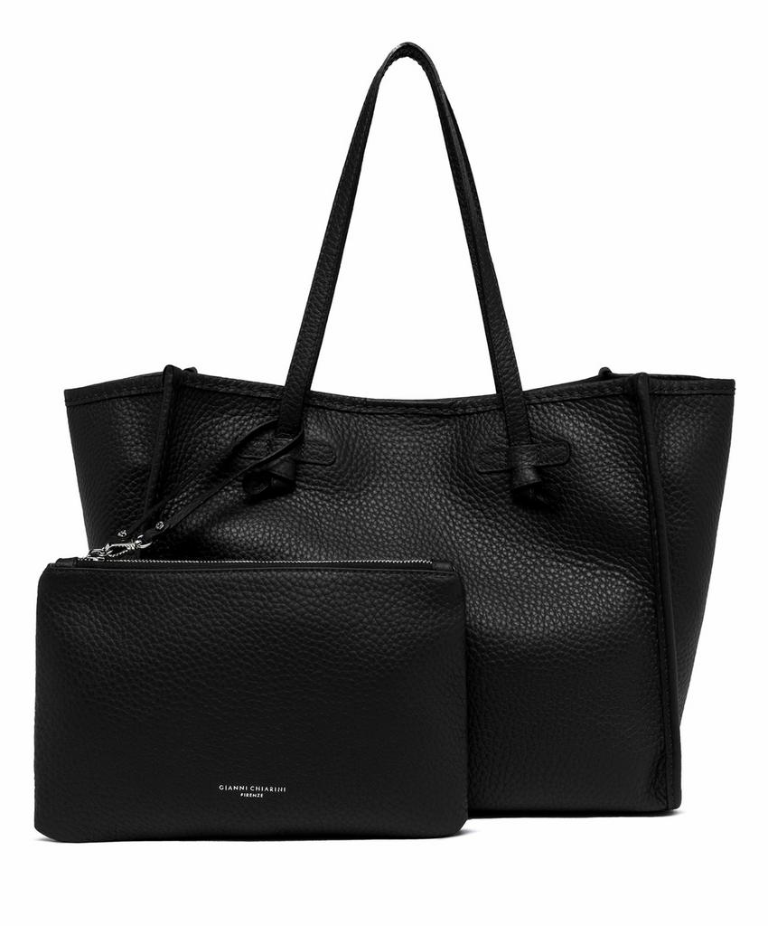 GIANNI CHIARINI Сумка-тоут MARCELLA из премиальной зернистой кожи черного цвета