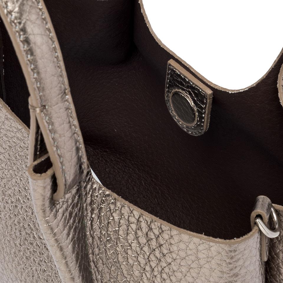 GIANNI CHIARINI Сумка-хобо DUA из зернистой кожи оттенка серебряной патины