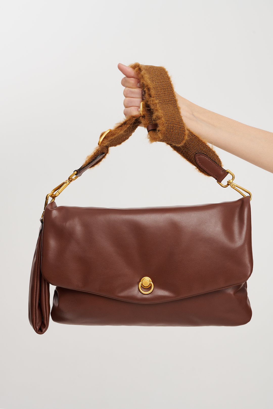 GIANNI CHIARINI Сумка-конверт из нежной кожи наппа оттенка шоколада