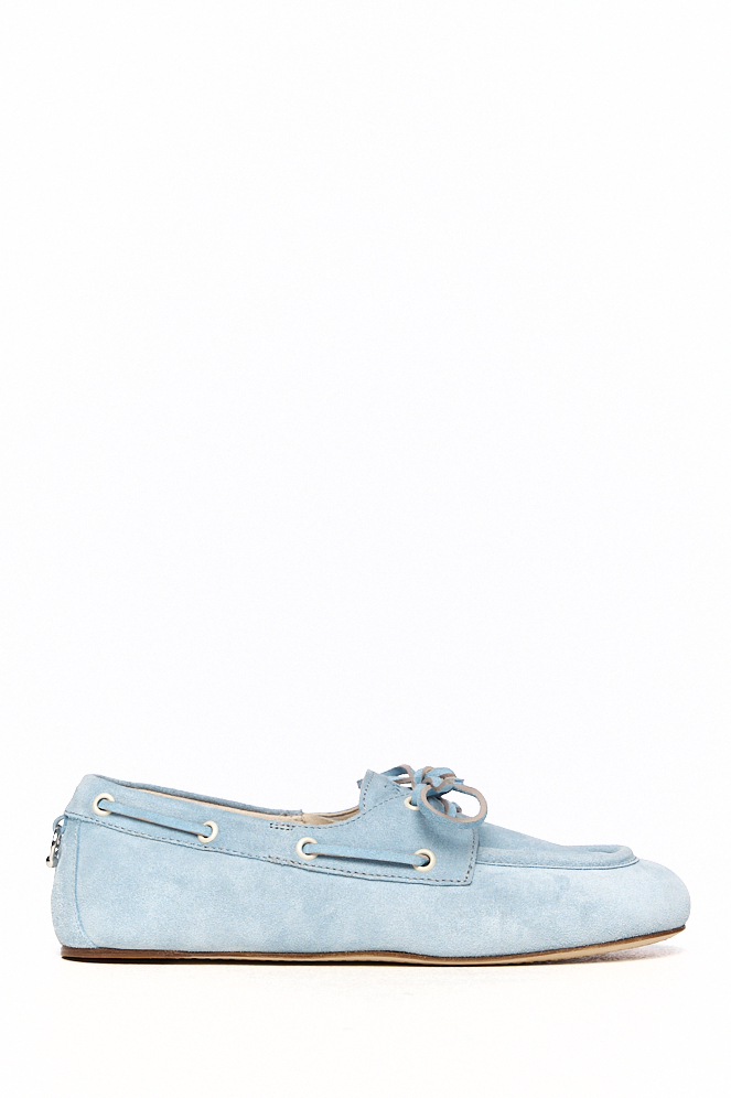 3JUIN Мокасины boat shoes из премиальной замши небесно-голубого оттенка