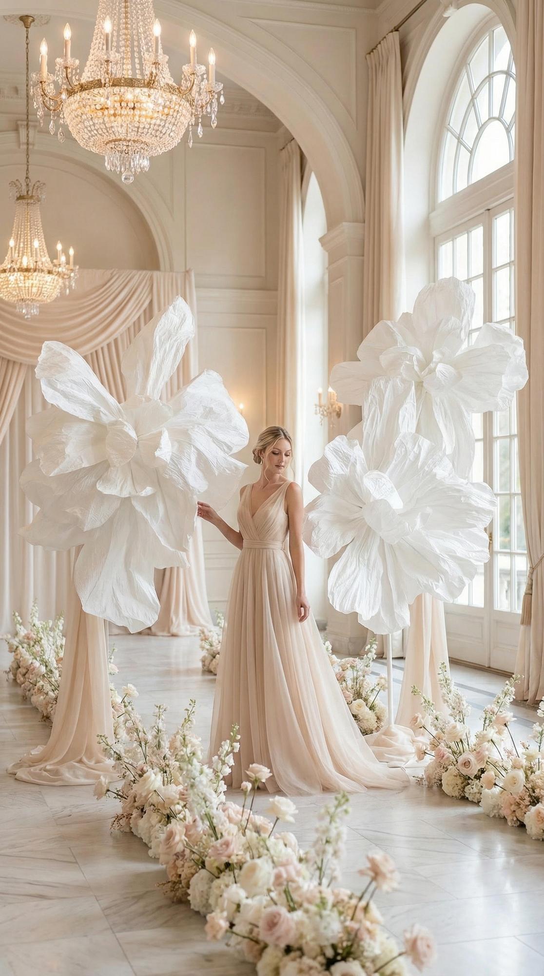 GIANT WHITE PAPER FLOWERS
