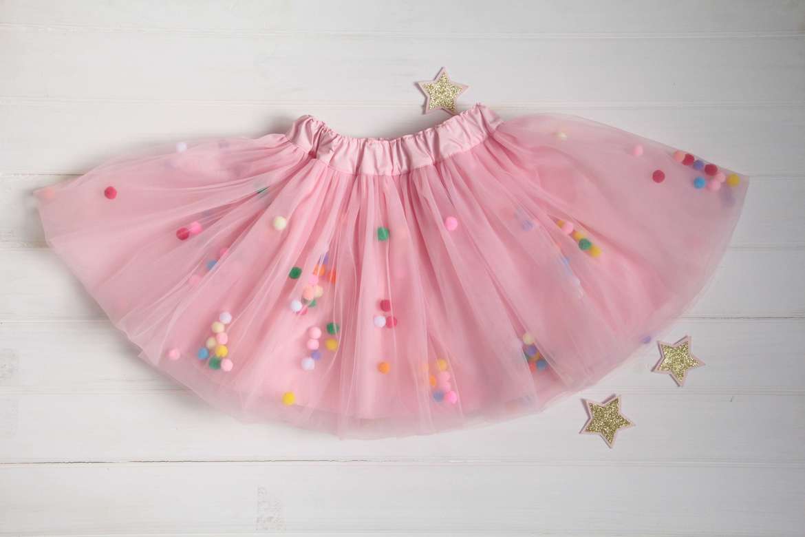 Фатиновая юбка с шариками розового цвета