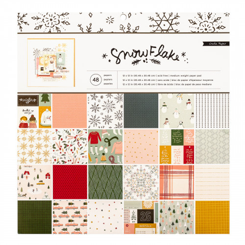 Crate Paper - Набор бумаги - 30.5x30.5 см - «Snowflake» - 48 л 1/2 набора