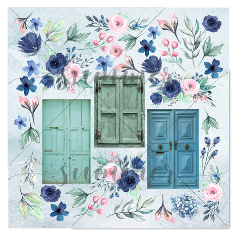 Лист для вырезания "Blue outside" 190гр, 30,5*30,5см