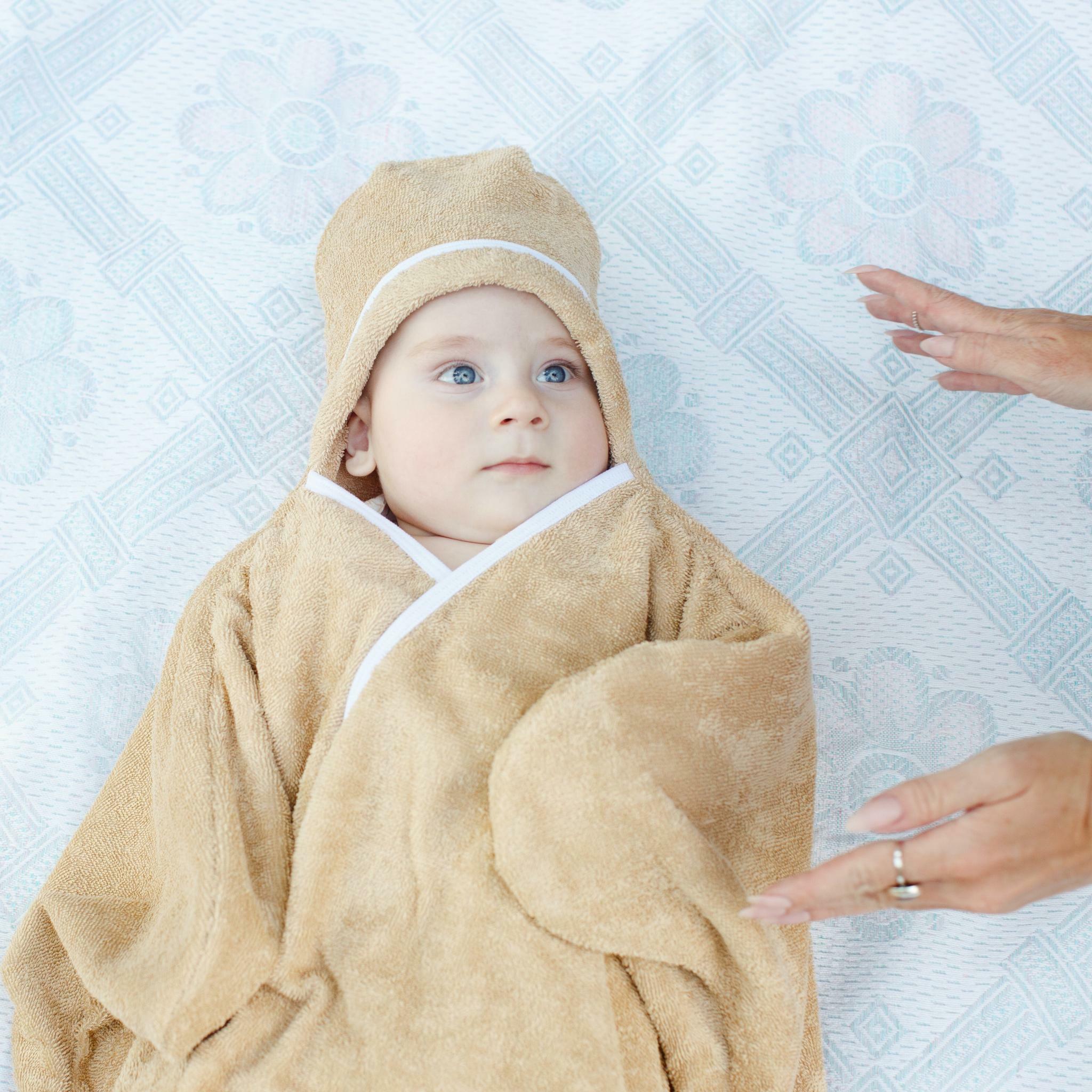 Махровое полотенце уголок для новорожденных 80х100 см Тедді