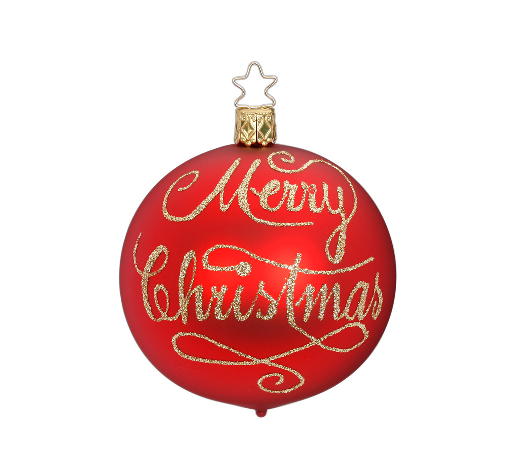 Merry Christmas! glass ornament, 8 cm