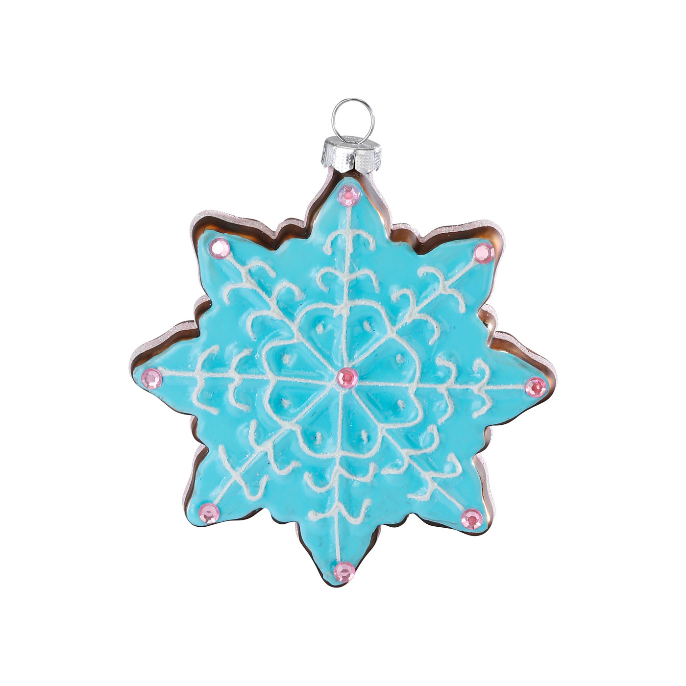 Snowflake cookie Turquoise, 6.5 cm