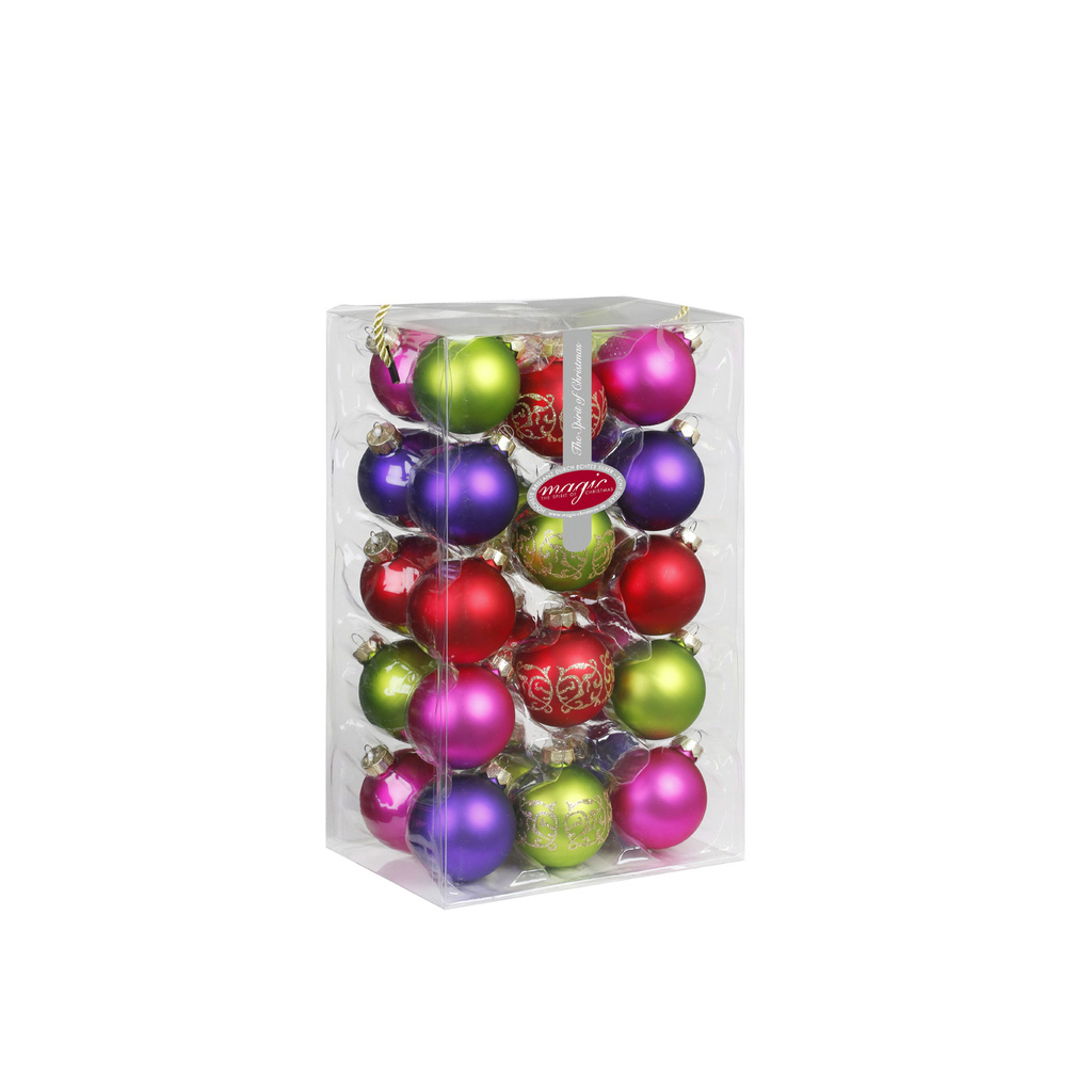 Happy Christmas set of 28 bunt pcs, ⌀ 6 cm, glass