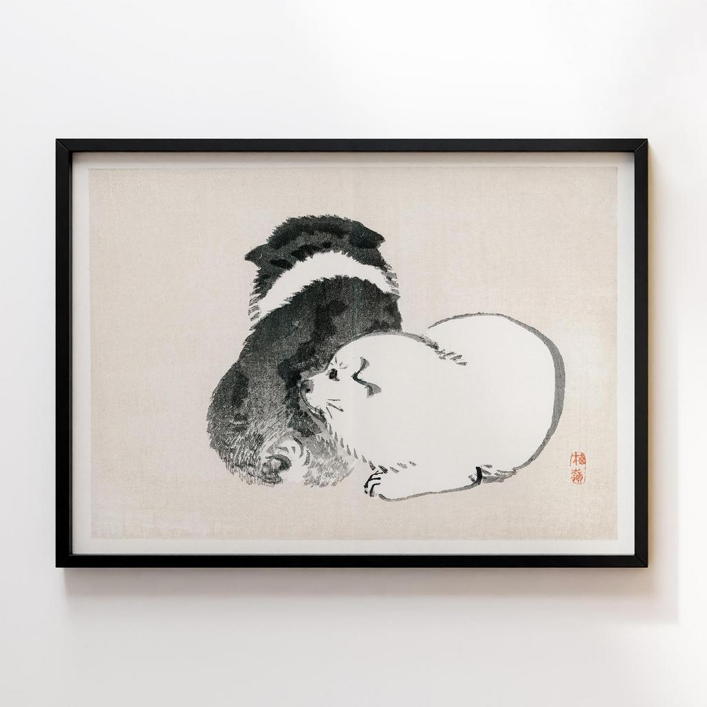 Постер Kono Bairei Gakan Black and White Puppies