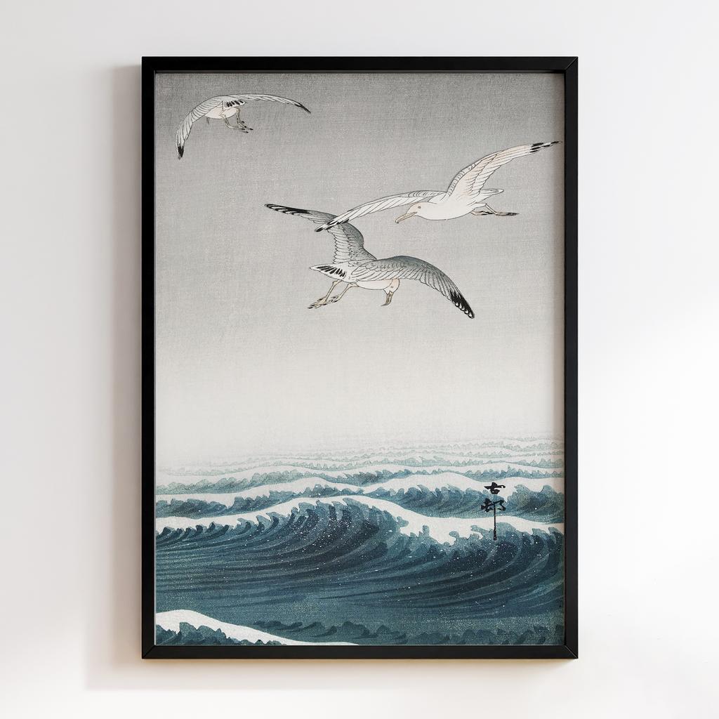 Постер Three seagulls (1900 - 1936) by Ohara Koson (1877-1945)