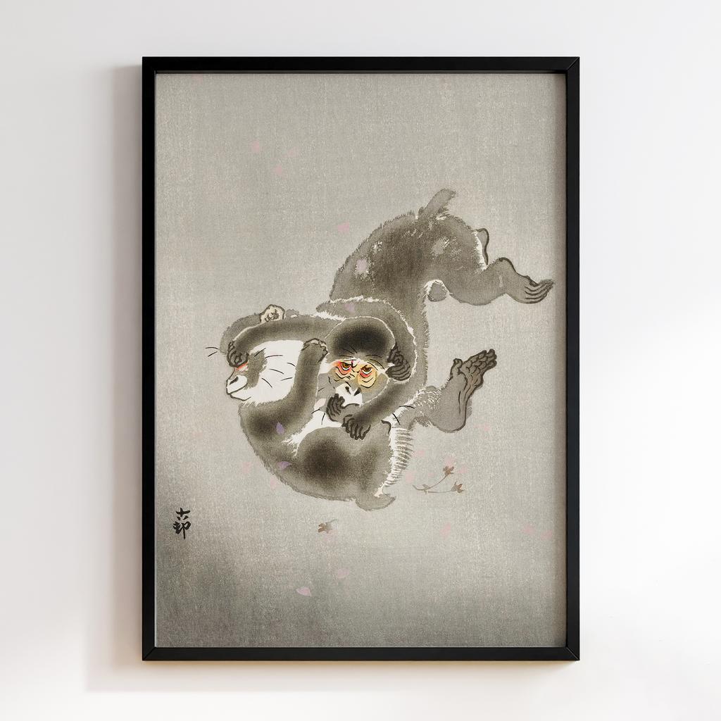 Постер Two playing monkeys (1900 - 1930) by Ohara Koson (1877-1945)