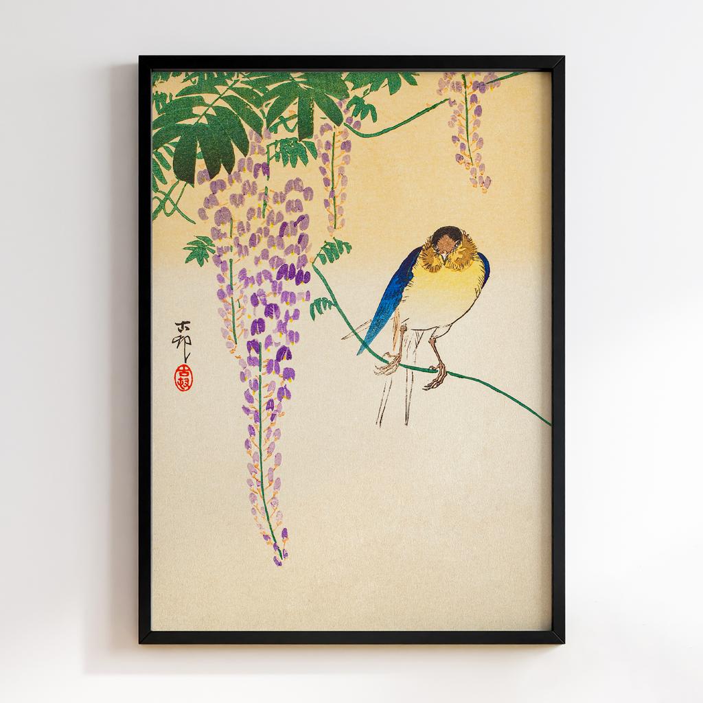 Постер Wisteria and Swallow (ca. 1900) by Ohara Koson