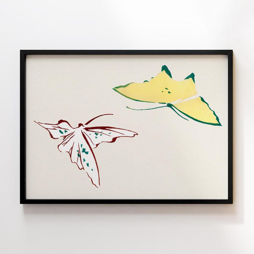 Постер Abstract butterfly by Kamisaka Sekka's Cho senshu (One Thousand Butterflies) #1