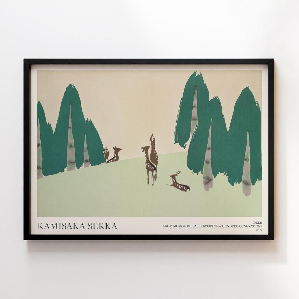 Постер Deer from Momoyogusa–Flowers of a Hundred Generations (1909) by Kamisaka Sekka #1