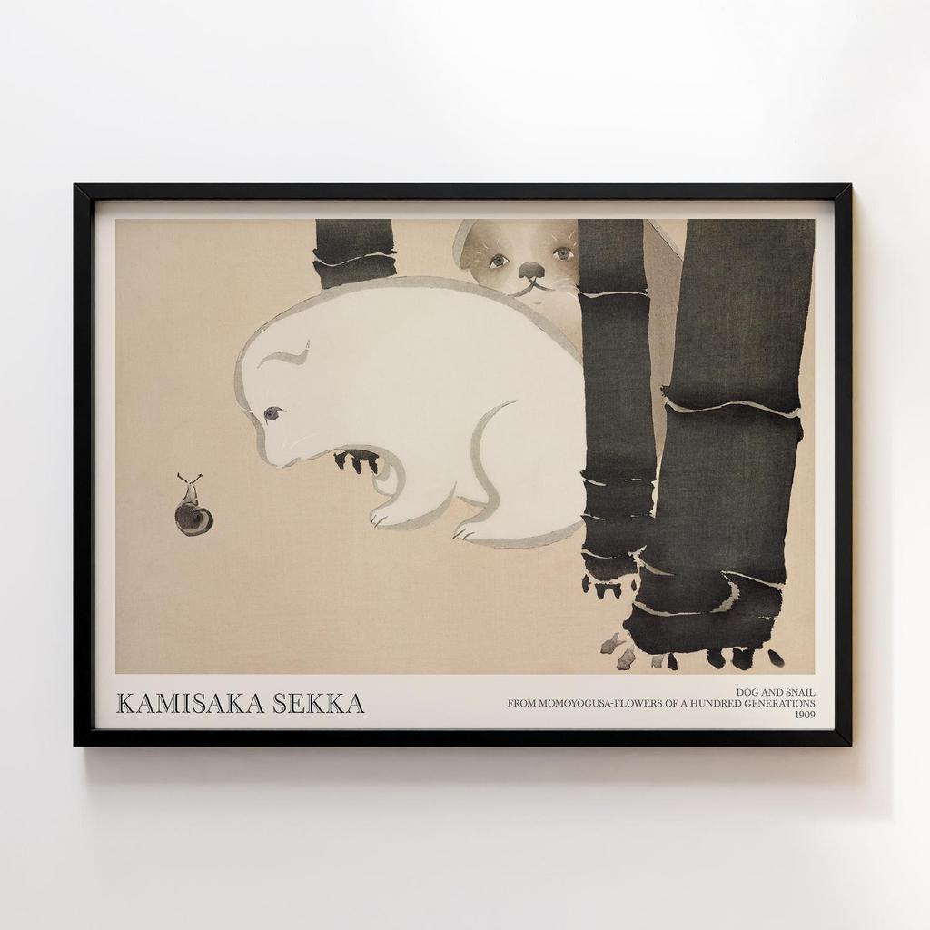 Постер Dog and snail from Momoyogusa–Flowers of a Hundred Generations (1909) by Kamisaka Sekka #2
