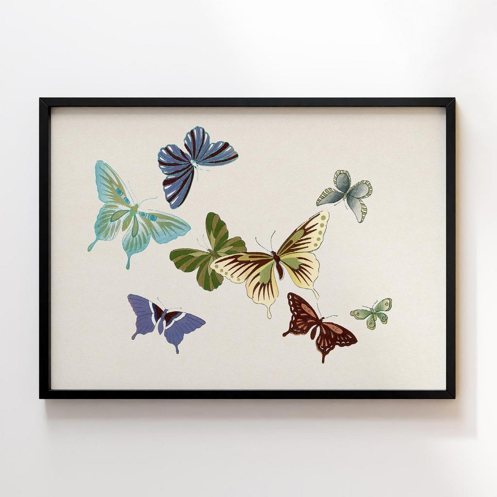 Постер Japanese butterfly by Kamisaka Sekka's Cho senshu (One Thousand Butterflies) 1904 #28