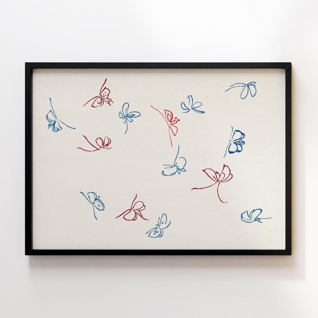 Постер Vintage butterfly by Kamisaka Sekka's Cho senshu (One Thousand Butterflies) 1904 #04