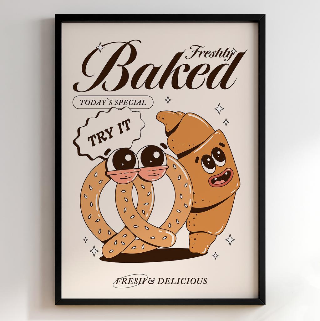 Постер з їжею для кухні | Яскравий арт у ретро-стилі