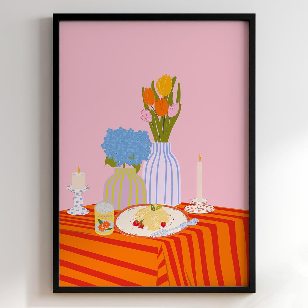 Пастельні постери з їжею | Декор для кухні у вінтажному стилі