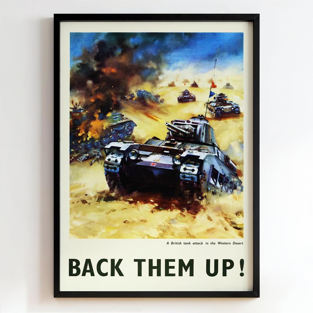 Ретро постер «A British tank attack in the Western Desert»