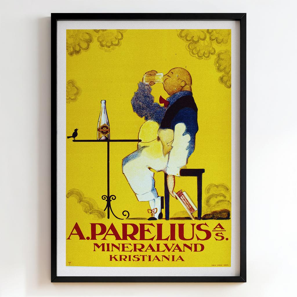 Ретро постер "A. Parelius AS Mineralvand (1910)"