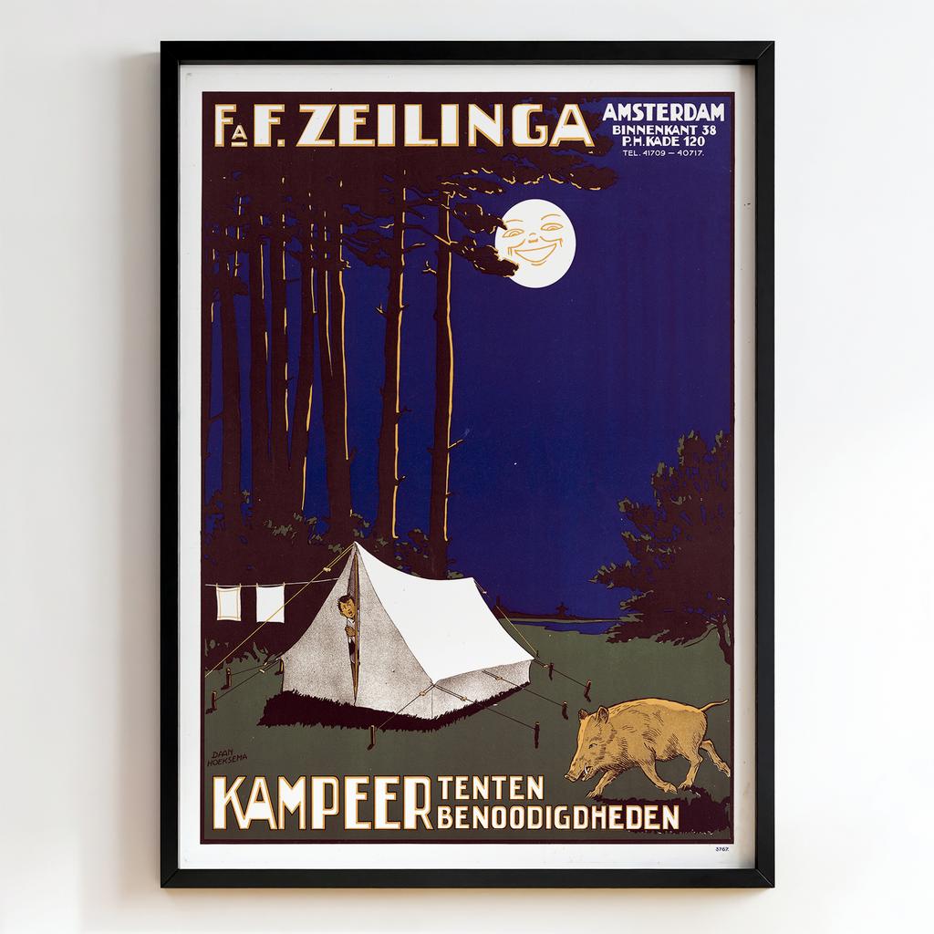 Ретро постер "Fa. F. Zeilinga – Kampeer Tentenbenodigdheden (1920)"