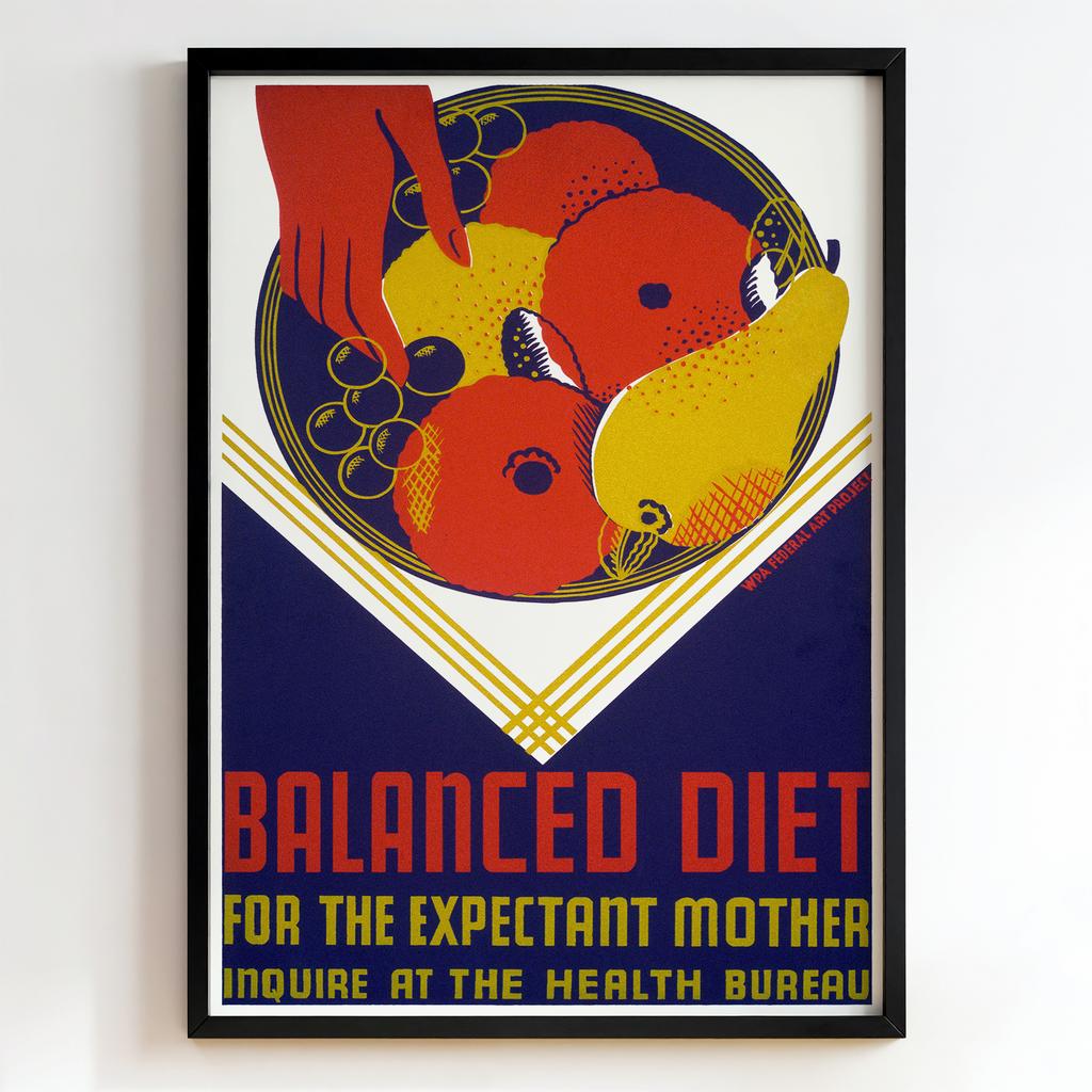 Ретро постер "Balanced Diet for the Expectant Mother (1936–1939)"