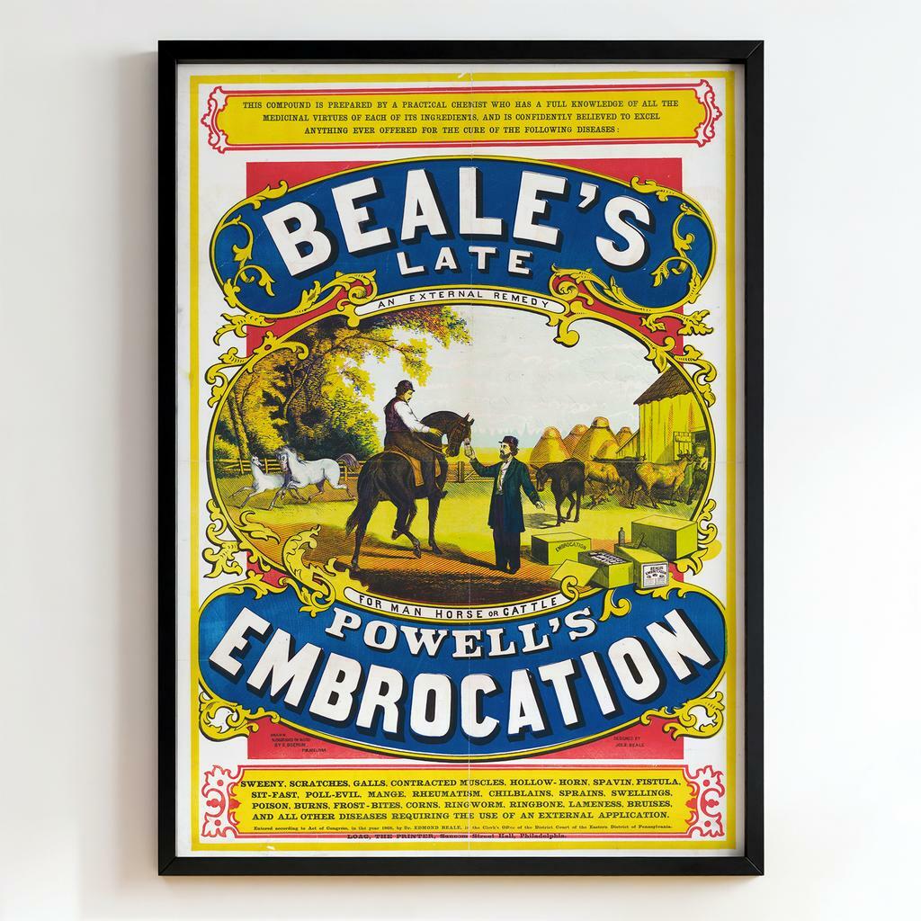 Ретро постер "Beale’s Late Powell’s Embrocation (1868)"