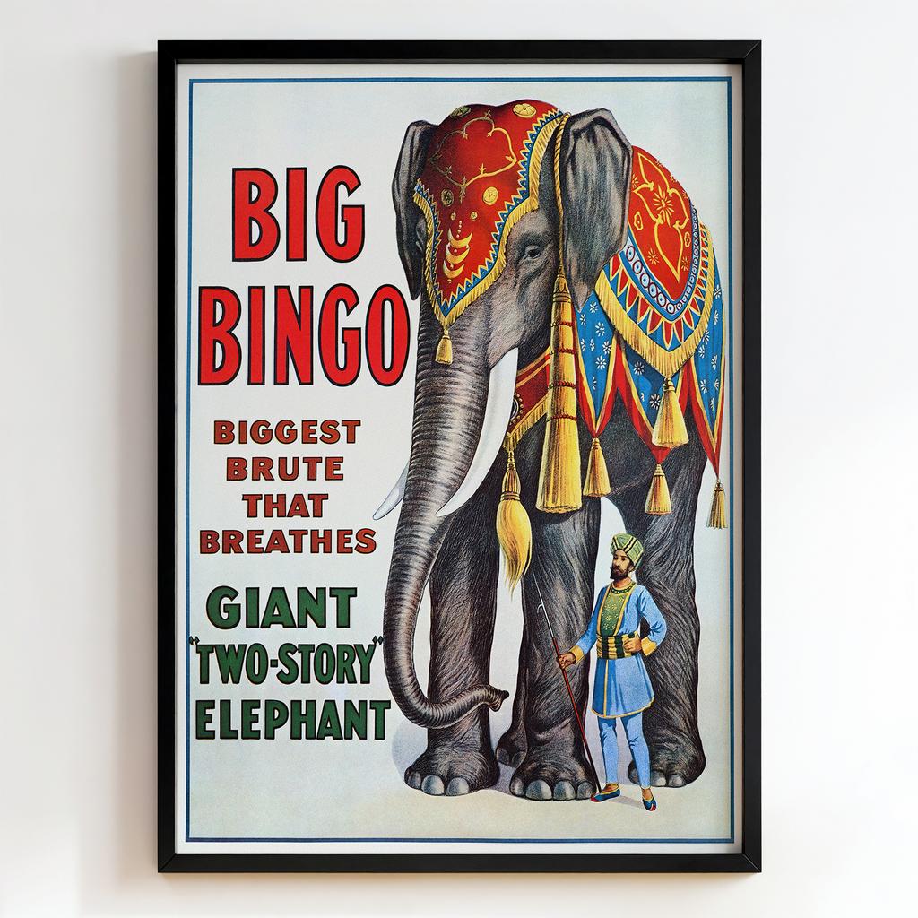 Ретро постер "Big Bingo Giant Two-Story Elephant – Ringling Bros. (1916)"